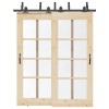 Set feronerie pentru ușă glisantă, negru, 183 cm, oțel