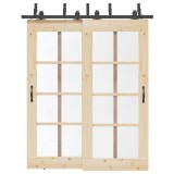 Cumpara ieftin Set feronerie pentru ușă glisantă, negru, 183 cm, oțel