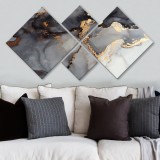 Cumpara ieftin Tablou MDF Noapte, Alb - Gri, 115x60 cm, 4 bucati