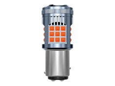 Bec LED Pozitie si Frana P21/5W BAY15D, 30W 2800LM, Culoare Rosu 1157 cu 36 SMD 3030 cu 2 Filamente/Faze, Ventilator Integrat, Canbus Integrat, fara e