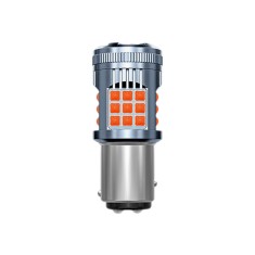Bec LED Pozitie si Frana P21/5W BAY15D, 30W 2800LM, Culoare Rosu 1157 cu 36 SMD 3030 cu 2 Filamente/Faze, Ventilator Integrat, Canbus Integrat, fara e