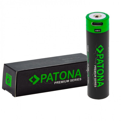 Baterie PATONA Premium 18650 Cell Li-Ion protejată cu intrare USB-C 3.7V 3300mAh-6525 foto