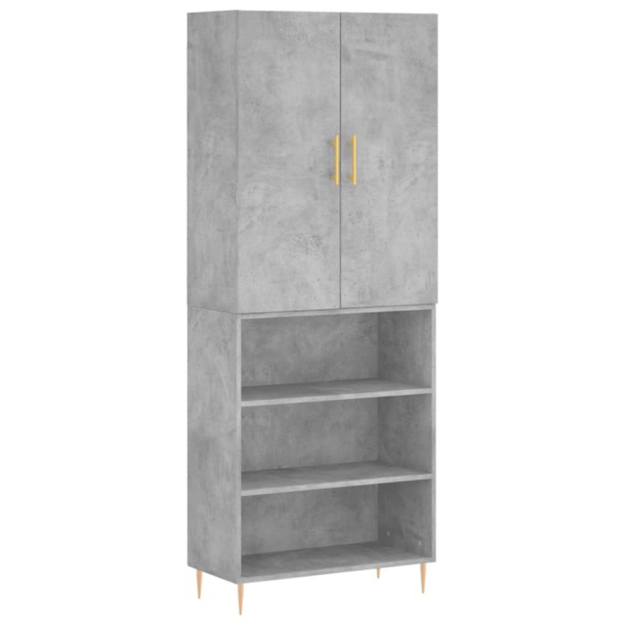 Dulap inalt, gri beton, 69,5x34x180, lemn compozit