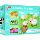 Set 4 puzzle-uri animale de la ferma (4, 6, 8, 12 piese), Galt