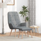 VidaXL Scaun de relaxare cu taburet, gri deschis, textil