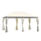 Pavilion/foisor pentru gradina/terasa, cadru metalic, cu perdele, crem, 4x3x2.55 m, ART