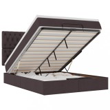 Cumpara ieftin Cadru de pat otoman cu saltea tesatura maro inchis 140x200 cm