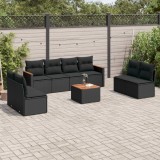 Cumpara ieftin Gossi set mobilier de gradina cu perne, 9 piese, negru, poliratan