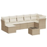 Cumpara ieftin Set canapele de gradina, 8 piese, cu perne, bej, poliratan