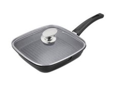 Tigaie grill marmorata 24 cm, antiaderenta, cu capac, curatare usoara, inductie AG24ML Royalty Line foto