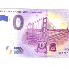 Bancnota souvenir SUA 0 euro San Francisco Golden Gate Bridge 2019-1, UNC