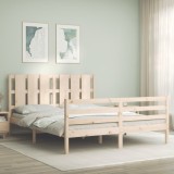 Cadru de pat cu tăblie, king size, lemn masiv