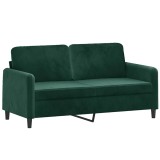 Cumpara ieftin Canapea cu 2 locuri, verde inchis, 140 cm, catifea