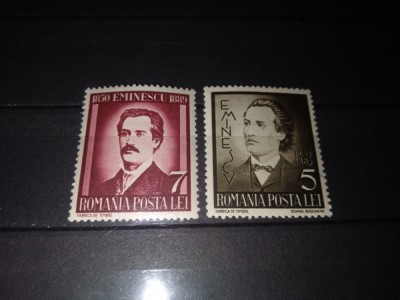 TIMBRE ROMANIA LP 130 1939 50 DE ANI DE LA MOARTEA LUI MIHAI EMINESCU foto