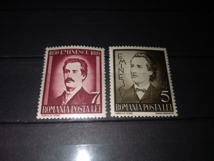 TIMBRE ROMANIA LP 130 1939 50 DE ANI DE LA MOARTEA LUI MIHAI EMINESCU
