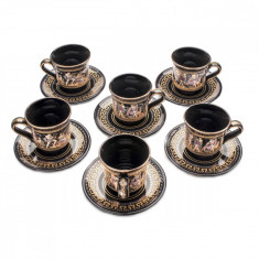 Set Cafea Ceramica Grecia Cu Foita De Aur 24K COD: 450