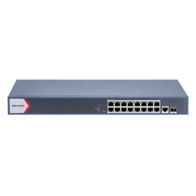 Switch 16 porturi PoE Gigabit, 1 port RJ45 Gigabit, 1 port SFP Gigabit, Smart Management - Hikvision DS-3E1518P-EI-M SafetyGuard Surveillance foto