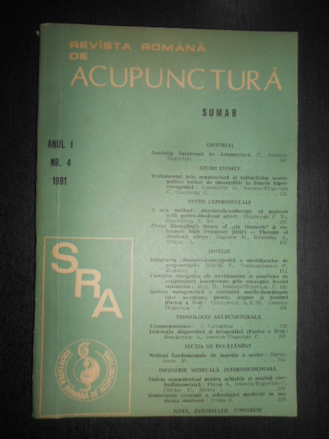Revista Romana de Acupunctura. Anul I, Nr. 4, 1991