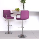 vidaXL Scaune de bar, 2 buc., violet, piele ecologică