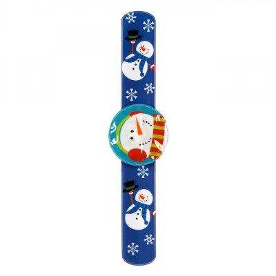 Brățară Slap Cu Lumină LED Colorată, 2 Modele, Roșie Cu Pinguin și Albastră Cu Om De Zăpadă, 3x22cm, Unisex foto