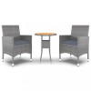 Set mobilier de gradina, 3 piese, gri, poliratan