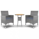 Set mobilier de gradina, 3 piese, gri, poliratan