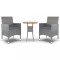 Set mobilier de gradina, 3 piese, gri, poliratan