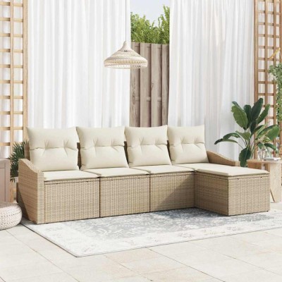 vidaXL Set de canapele pentru grădină 5 pcs Bej Rattan poli 3346681 foto
