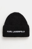 Karl Lagerfeld caciula de lana culoarea negru, de lana, din tricot gros, 246W3411