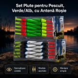 Set Plute pentru Pescuit, Verde/Alb, cu Antenă Roșie