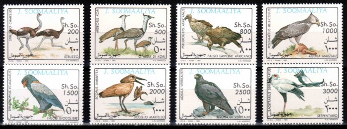 Somalia 1993, Mi #460-467**, fauna, pasari de prada, MNH, cota 40 &euro;!