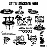 Set 13 Stickere Auto Ford Personalizate , 5 Dimensiuni si 6 Culori Disponibile
