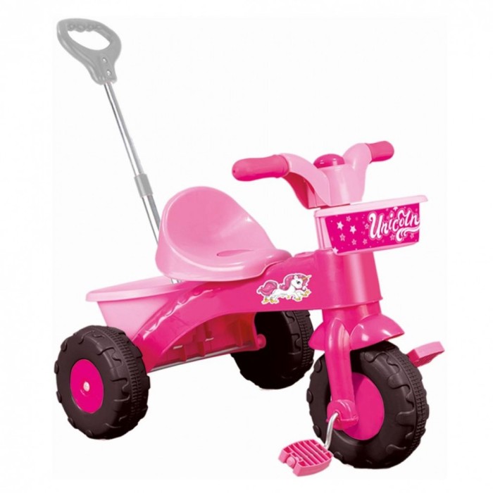 Prima mea tricicleta roz cu maner - Unicorn Prima mea tricicleta roz cu maner - Unicorn