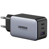 INCARCATOR retea Ugreen, &quot;CD244&quot; Quick Charge 65W GaN, 2 x USB Type-C, 1 x USB, gri &quot;10335&quot; (timbru verde 0.18 lei) - 6957303813353