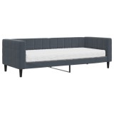 Cumpara ieftin Pat de zi cu saltea, gri inchis, 80x200 cm, catifea