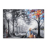 Tablou indragostiti pictat manual, Impreuna pentru totdeauna, 70x50cm ulei pe panza in cutit, gata de expus pe perete