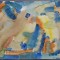 Lucrare grafica cu tema abstracta// acuarela pe hartie