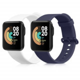 Set 2 curele pentru Xiaomi Mi Watch Lite/Redmi Watch, Kwmobile, Albastru/Alb, Silicon, 54778.07