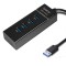 HUB extern SPACER SPH-4USB30-01 porturi USB3.0 x4 conectare prin USB3.0 cablu 1m negru