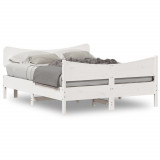 VidaXL Cadru de pat cu tăblie, alb, 160x200 cm, lemn masiv de pin