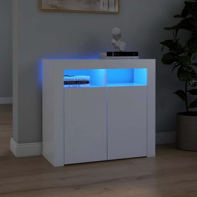 Servantă cu lumini LED, alb, 80x35x75 cm foto