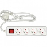 Prelungitor cu impamantare, Intrerupator, 4 locasuri, lungime 1.5 m, Alb, 1 mmp, 16A, Oem