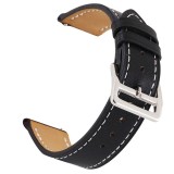 Curea piele, compatibila Samsung Galaxy Watch3, 40mm, telescoape Quick Release, Black Night