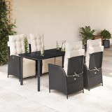 Set mobilier de gradina cu perne, 5 piese, negru, poliratan GartenMobel Dekor, vidaXL