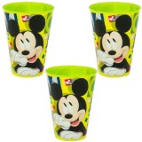Set 3 Pahare din Plastic cu Model Mickey Mouse, fara BPA, 430 ML, Multicolor