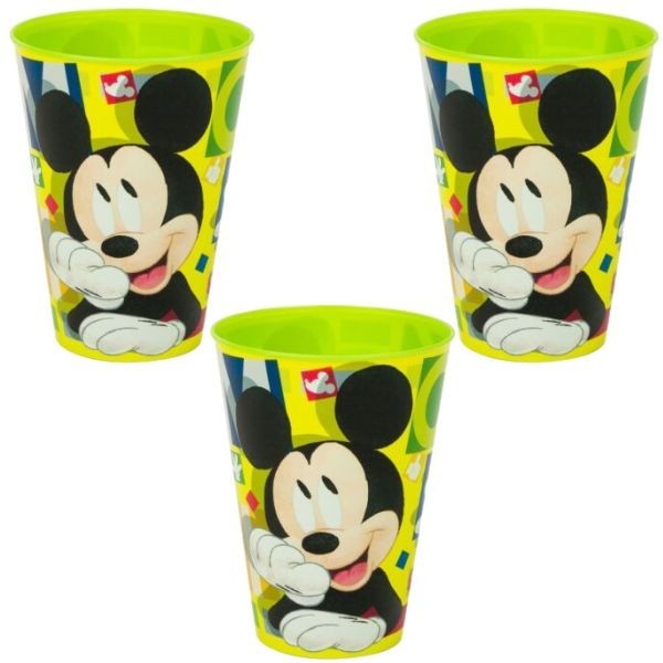 Set 3 Pahare din Plastic cu Model Mickey Mouse, fara BPA, 430 ML, Multicolor
