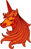 Cumpara ieftin Sticker decorativ, Mandala, Unicorn, Portocaliu, 85 cm, 7365ST-2, Oem