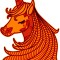 Sticker decorativ, Mandala, Unicorn, Portocaliu, 85 cm, 7365ST-2