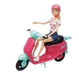 Papusa blonda cu scuter, casca si geanta, Multicolor, ATU-082487, Plastic, Oem