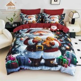 Cumpara ieftin Lenjerie de pat de Craciun cu 6 Piese din finet, cu imprimare digitala 5D, Model JOJO8003
